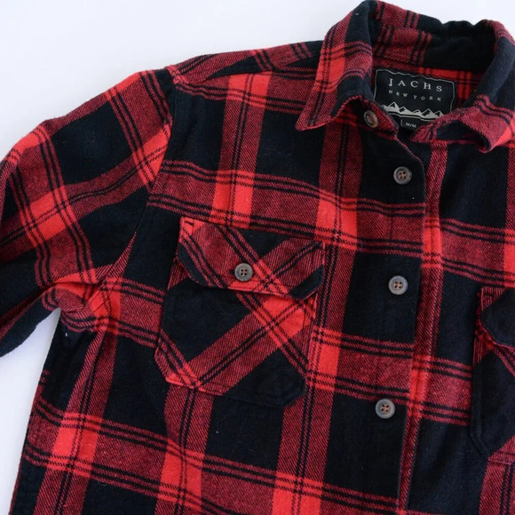 Jachs New York Red Black Checker 100% Cotton Outdoor Gorpcore  Button Up Shirt M - Picture 5 of 11